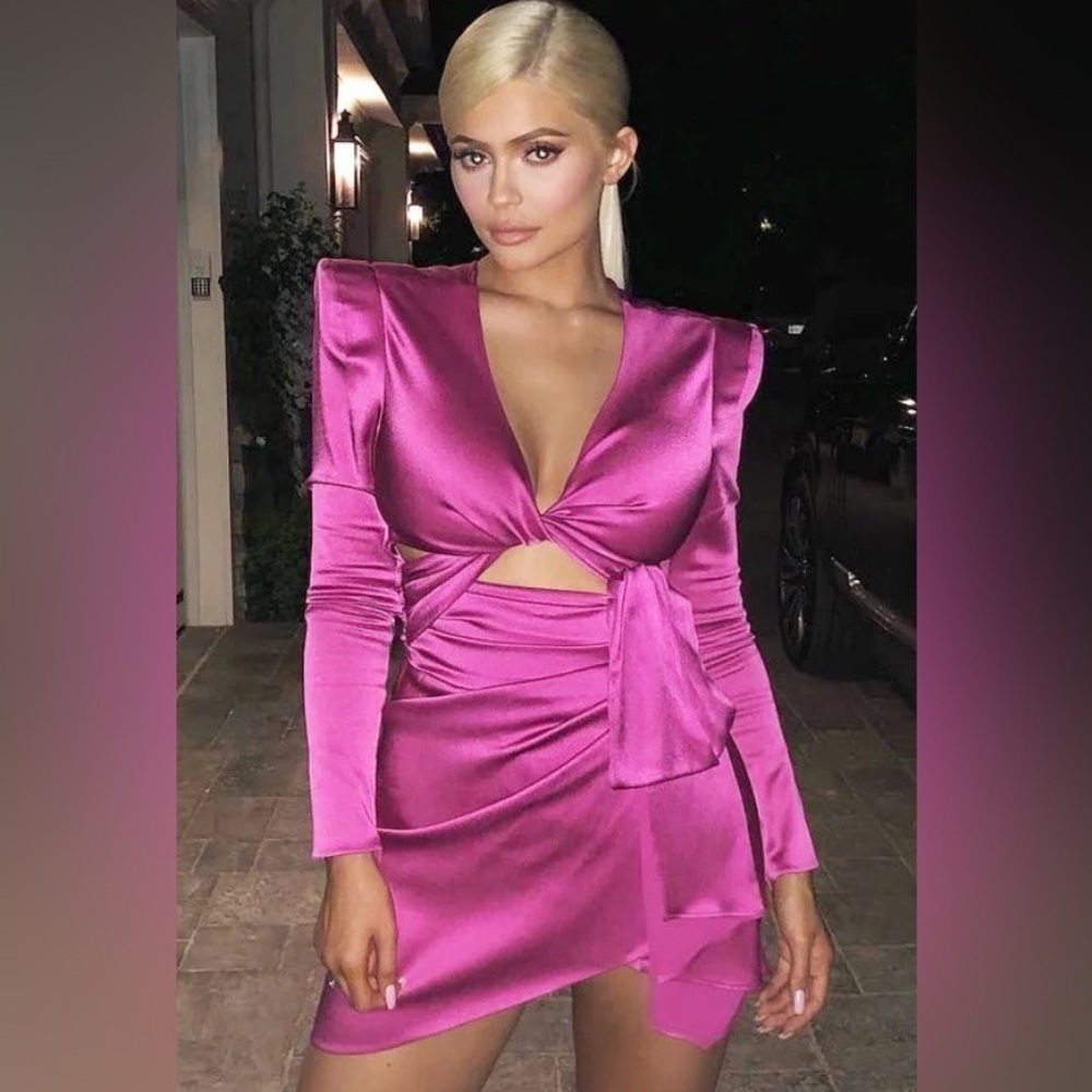 Hot Pink mini dress, bandeau top, S, custom made copy of Kylie Jenner dress Sexy